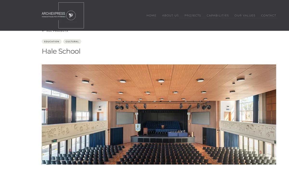 A large capture of the Hale School project page