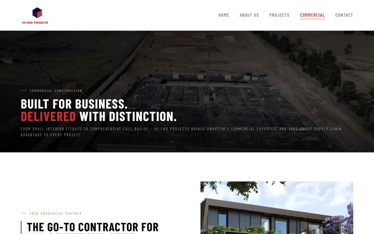 A large capture of the commercial developments page