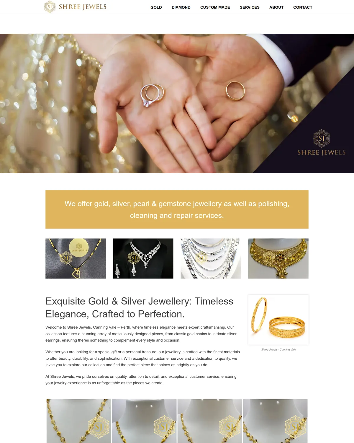 A full-length capture of the Shree Jewels home page